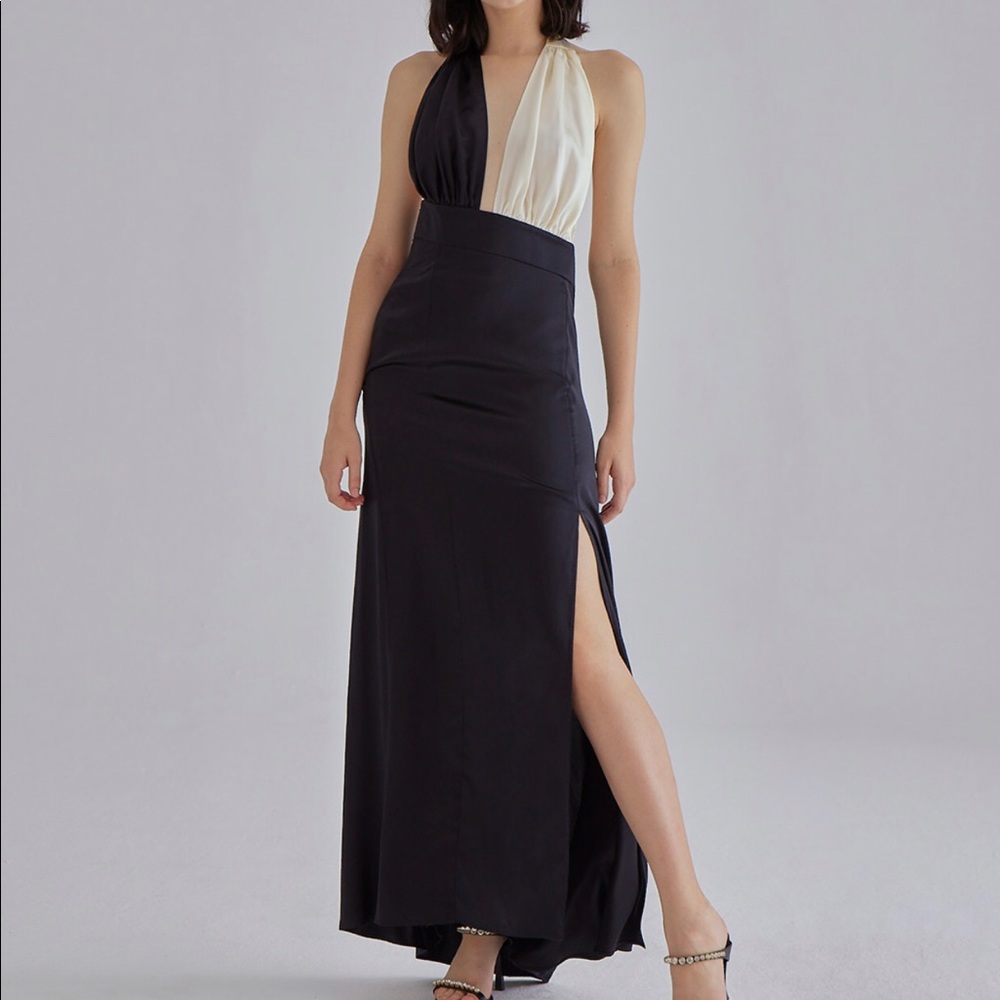 Piano Halterneck Maxi Silk Dress by Silk Maison